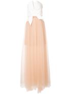 Delpozo Flared Strapless Maxi Dress - White
