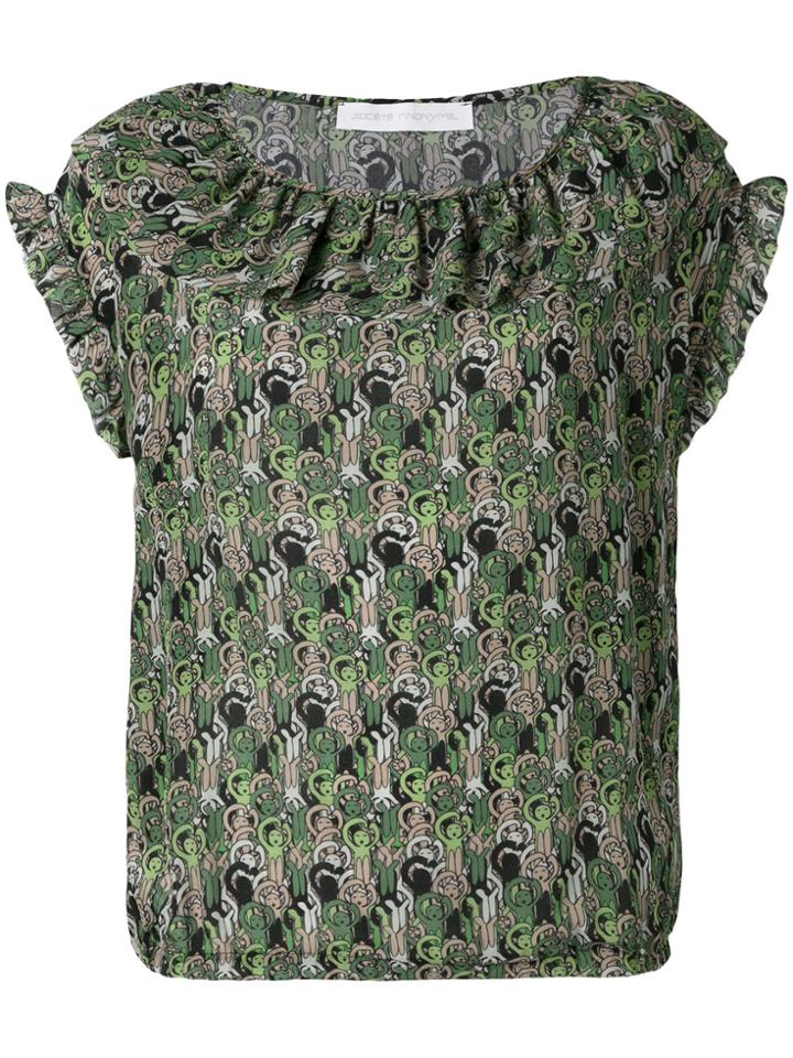 Société Anonyme Ruffled Neck Top - Green