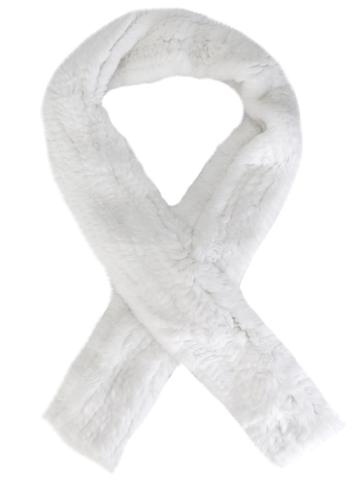 Yves Salomon Rabbit Fur Scarf, Women's, White, Rabbit Fur