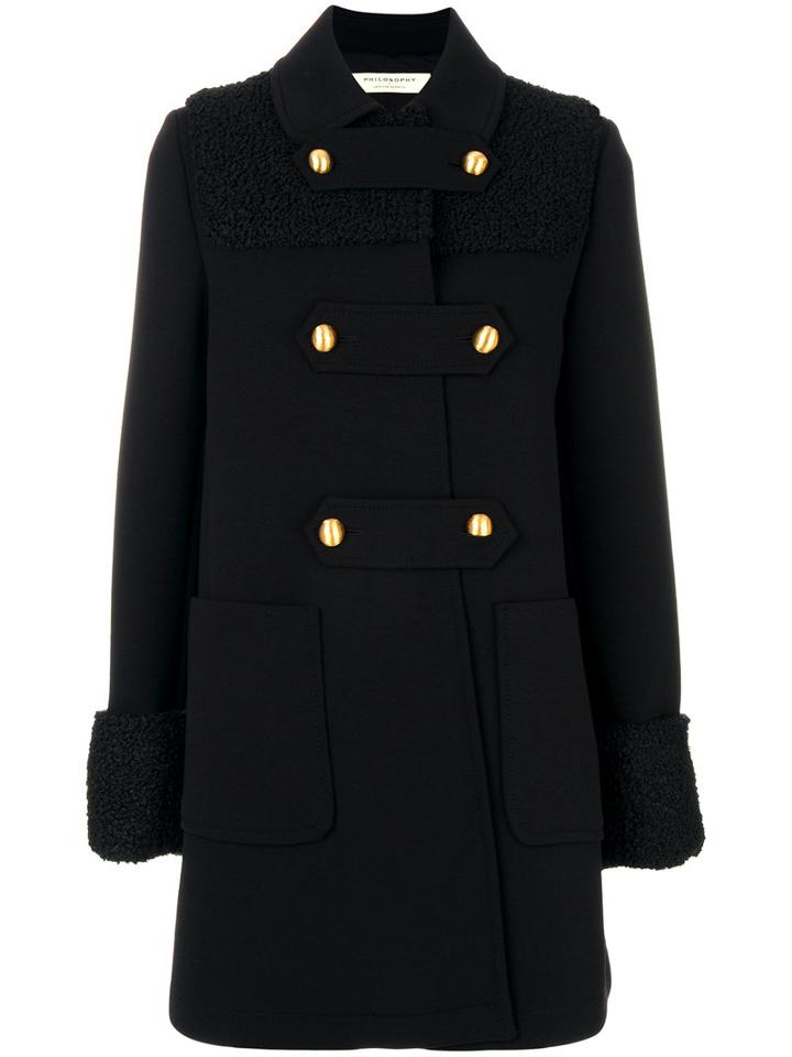 Philosophy Di Lorenzo Serafini - Classic Double Breasted Coat - Women - Cotton/polyamide/polyester/viscose - 38, Black, Cotton/polyamide/polyester/viscose