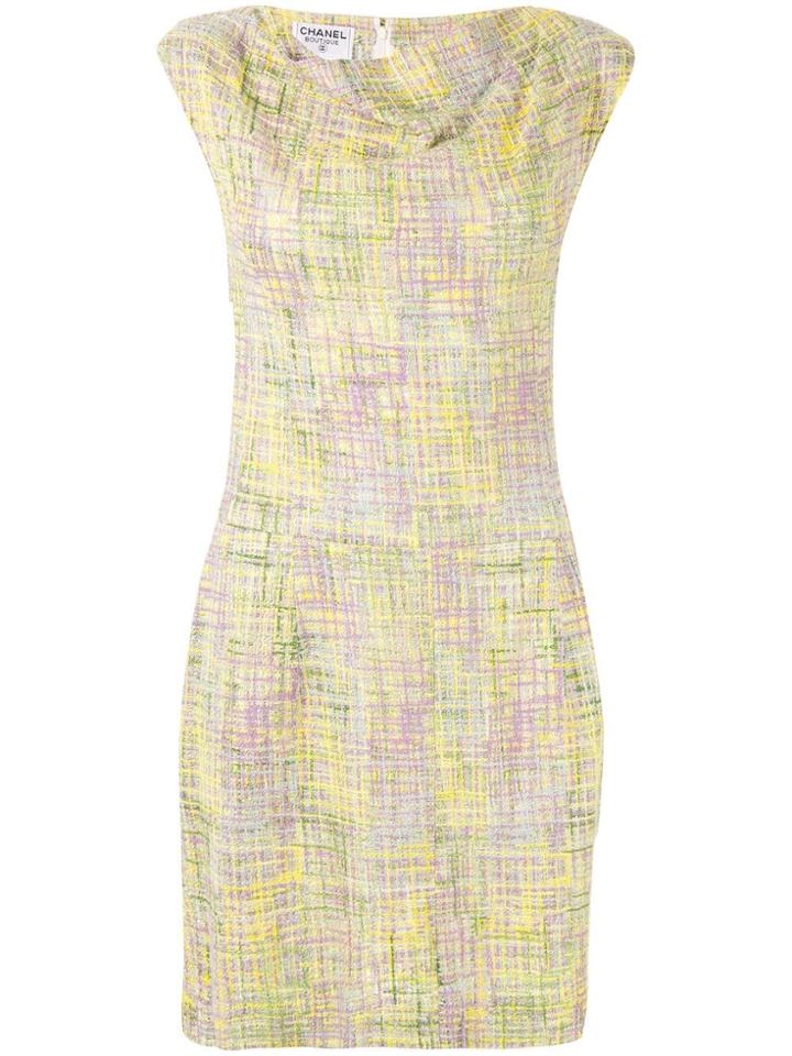 Chanel Pre-owned 1998 Cowl Neck Tweed Dress - Yellow