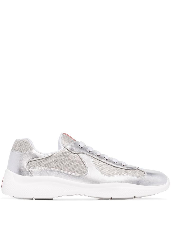 Prada Americas Cup Leather Sneakers - Metallic
