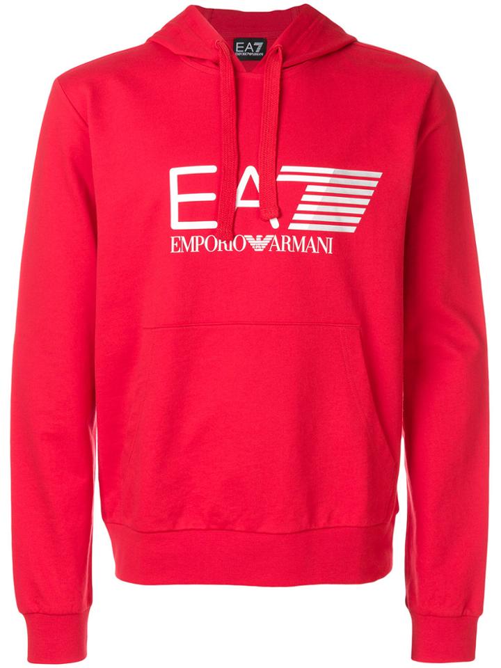 Ea7 Emporio Armani Logo Hoodie - Red