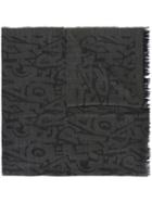 Salvatore Ferragamo Lettering Print Scarf, Men's, Grey, Silk/cashmere/wool