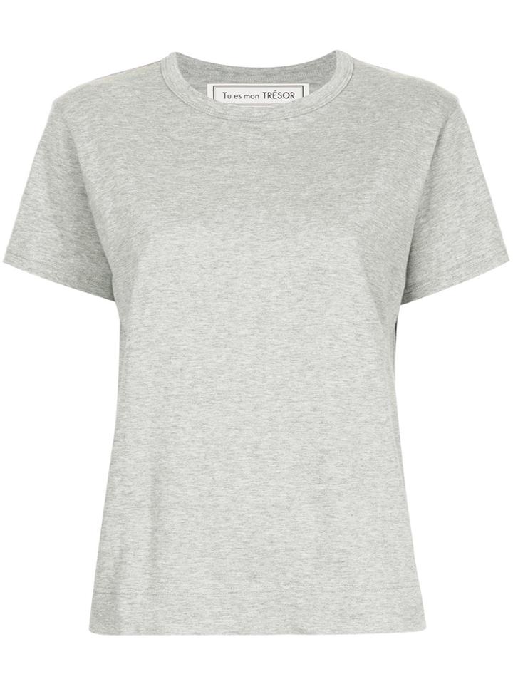 Tu Es Mon Trésor Back Sequin Slogan T-shirt - Grey