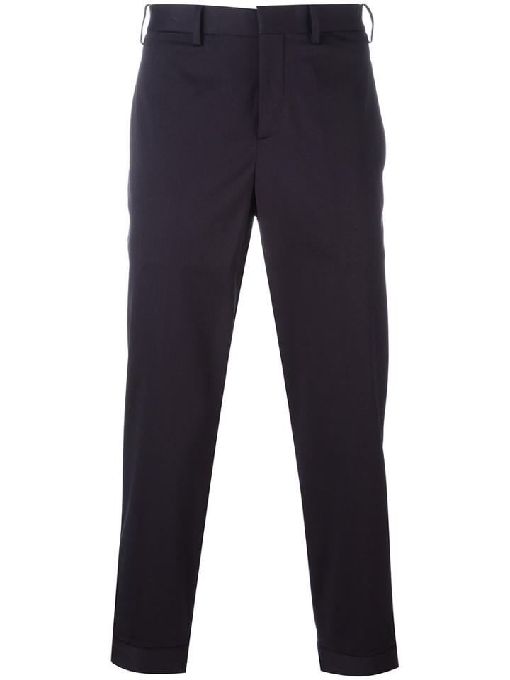 Neil Barrett Cropped Trousers, Men's, Size: 44, Blue, Cotton/polyester