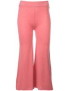 Ryan Roche Cropped Flared Trousers - Pink & Purple