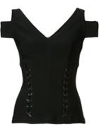 Yigal Azrouel Cold Shoulder Lace Up Top, Size: 4, Blue, Spandex/elastane/viscose/polyimide