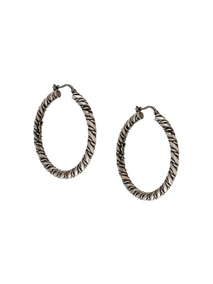 Saint Laurent Twisted Hoop Earrings - Silver
