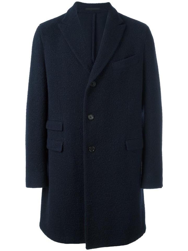 Z Zegna Classic Single Breasted Coat, Men's, Size: 50, Blue, Cupro/wool