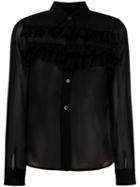 Comme Des Garçons Comme Des Garçons Ruffle Row Semi Sheer Shirt, Size: Xs, Black, Polyester