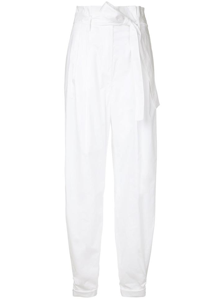 Paule Ka - High Waist Woven Pants - Women - Cotton/spandex/elastane - 46, Women's, White, Cotton/spandex/elastane