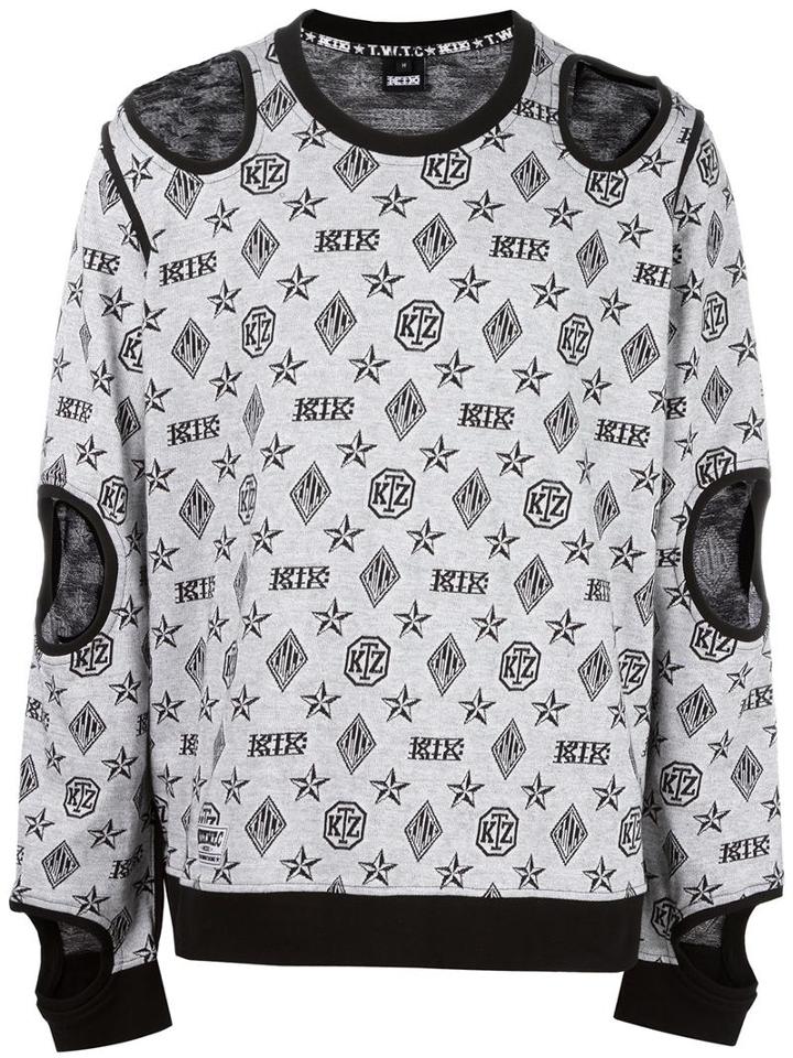 Ktz Inside Out Cut-off Sweartshirt, Adult Unisex, Size: Small, White, Cotton