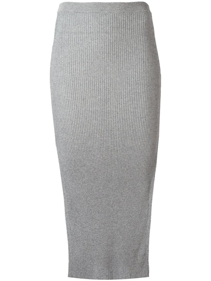 Mugler Ribbed Knit Skirt, Women's, Size: Xs, Grey, Cotton/viscose/polyester