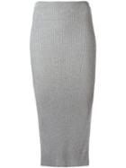 Mugler Ribbed Knit Skirt, Women's, Size: Xs, Grey, Cotton/viscose/polyester