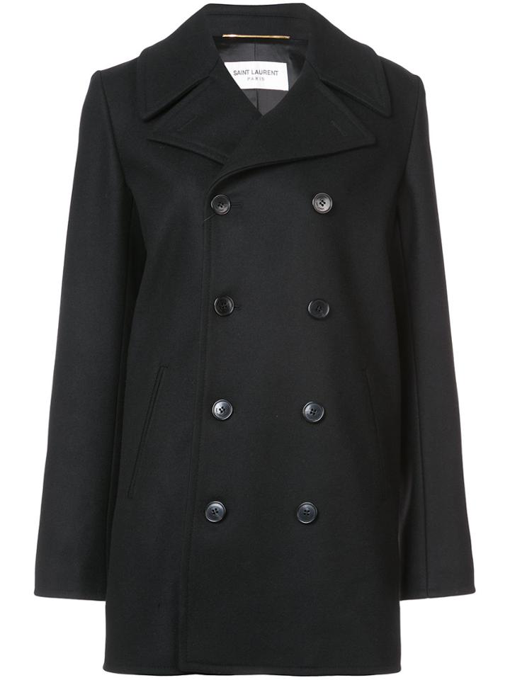 Saint Laurent Double Breasted Coat - Black