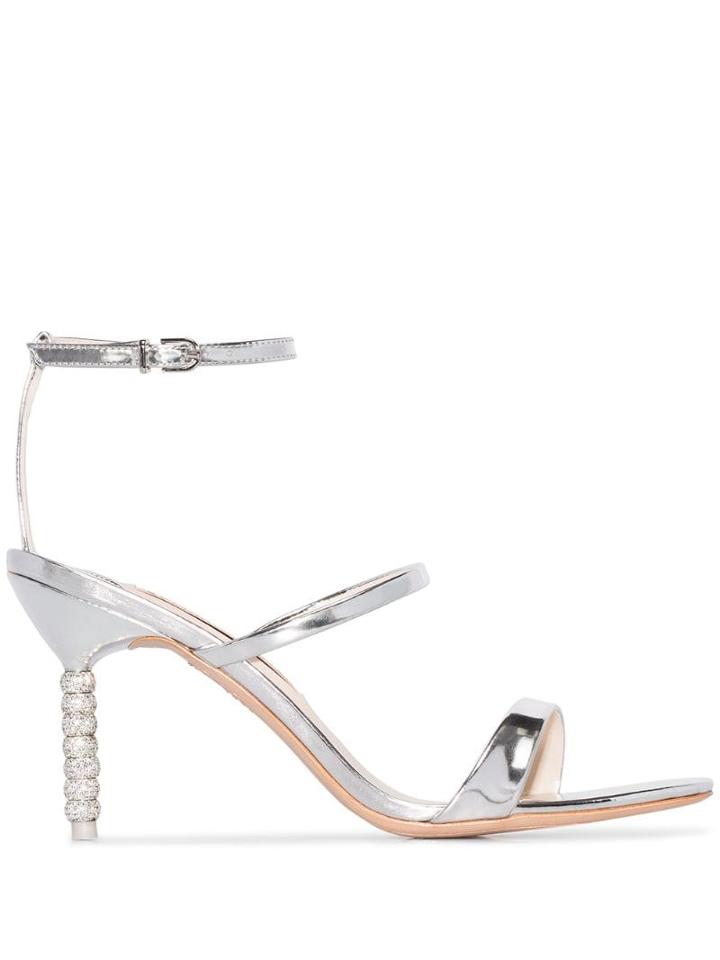 Sophia Webster Silver Tone Rosalind Crystal 85 Leather Sandals -