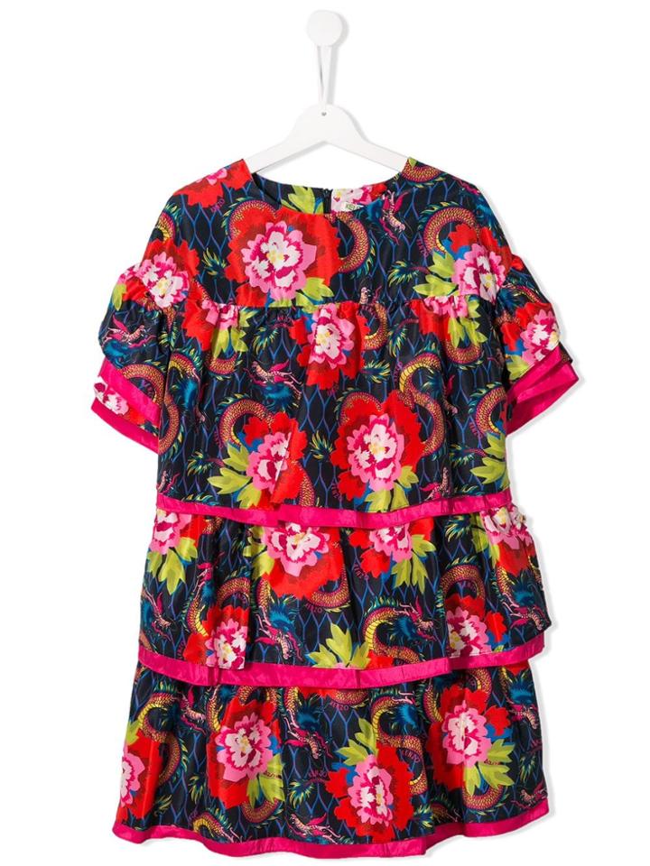 Kenzo Kids Teen Floral Print Dress - Blue