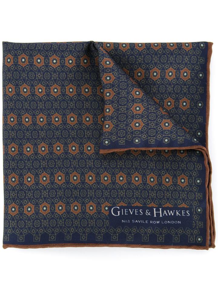 Gieves & Hawkes Printed Scarf - Blue