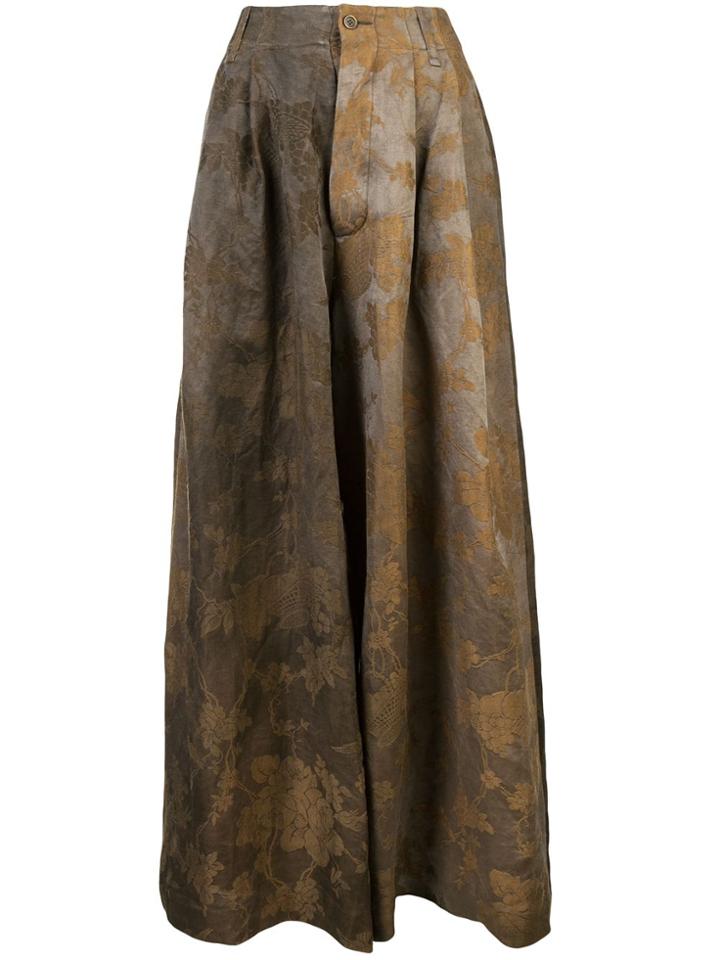 Uma Wang Flared Floral Trousers - Brown