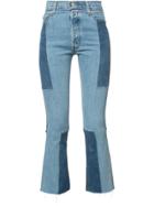 Re/done Patchwork Cropped Jeans - Blue