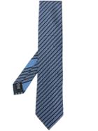 Ermenegildo Zegna Stripe Embroidered Tie - Blue