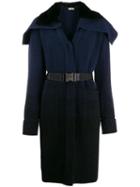 Fendi Long Belted Knitted Coat - Blue