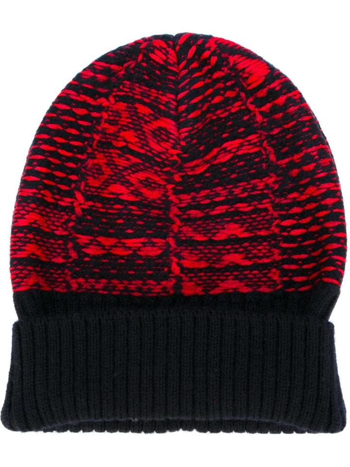 Maison Margiela Pattern Intarsia Beanie, Men's, Size: Large, Blue, Viscose/wool