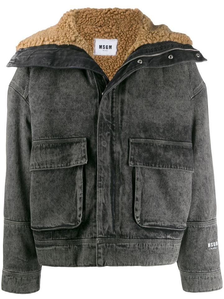 Msgm Shearling Lined Jacket - Black
