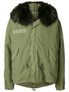 Mr & Mrs Italy Racoon Fur Trim Hooded Parka - Green
