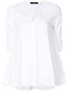 Steffen Schraut Gathered Sleeves Collarless Shirt - White