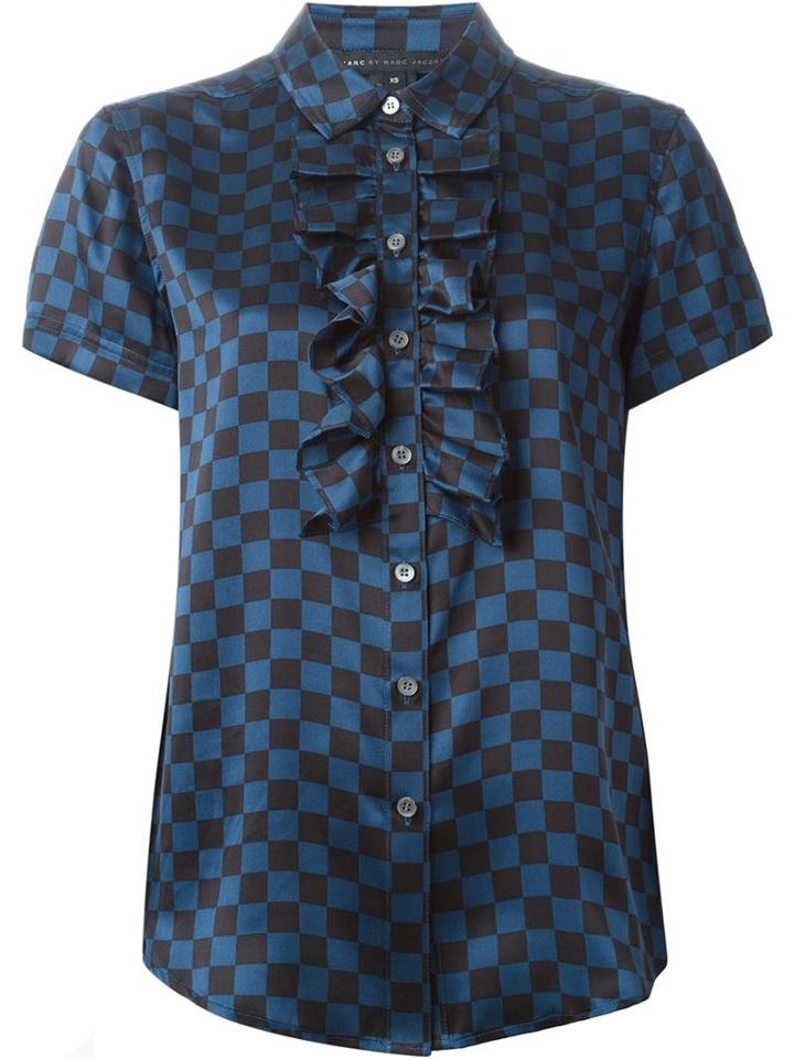 Marc By Marc Jacobs Ruffled Bib Checkboard Shirt