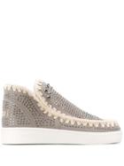 Mou Embellished High Top Sneakers - Grey