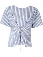 Portspure Striped Lace-up Top - Blue
