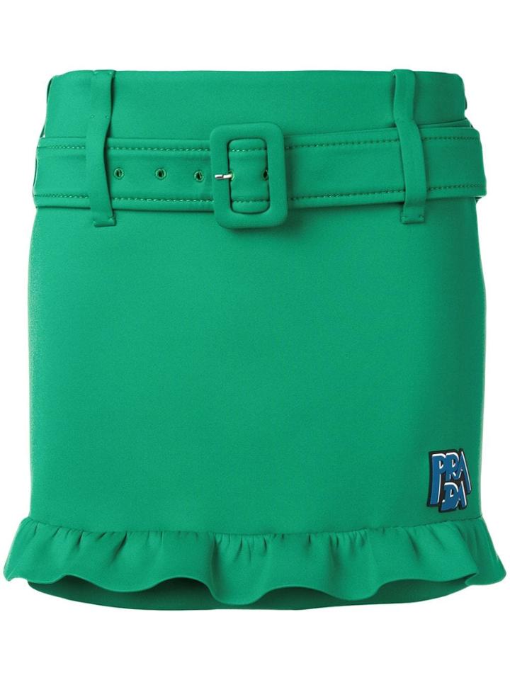 Prada Belted Short Skirt - Green