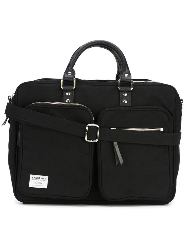 Sandqvist - Leather Handle Laptop Bag - Women - Buffalo Leather/nylon/polyester/viscose - One Size, Black, Buffalo Leather/nylon/polyester/viscose
