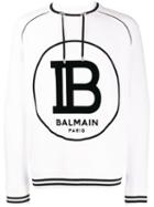 Balmain Drawstring Logo Sweatshirt - White