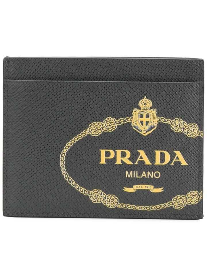 Prada Logo Printed Cardholder - Grey