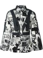 Ktz Newspaper Print Shirt, Men's, Size: Medium, Black, Cotton
