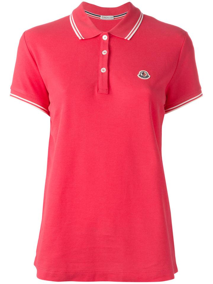 Moncler Striped Trim Polo Shirt, Women's, Size: Xs, Pink/purple, Cotton