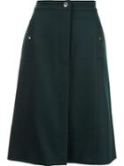 Vanessa Seward A-line Single Button Skirt, Women's, Size: 38, Green, Wool