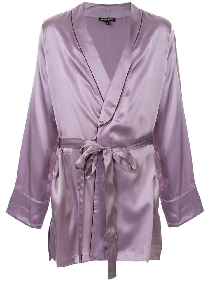 Ann Demeulemeester Satin Wrap Jacket - Purple