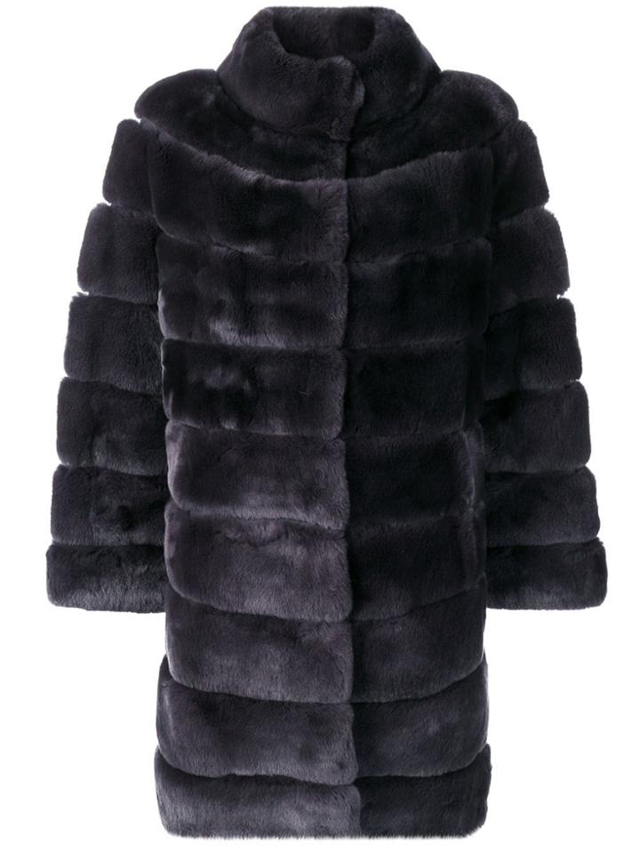 Liska Paneled Short Coat - Grey