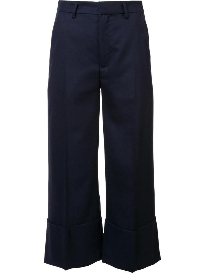 Sea Wide Leg Cropped Pants, Women's, Size: 6, Blue, Rayon/wool