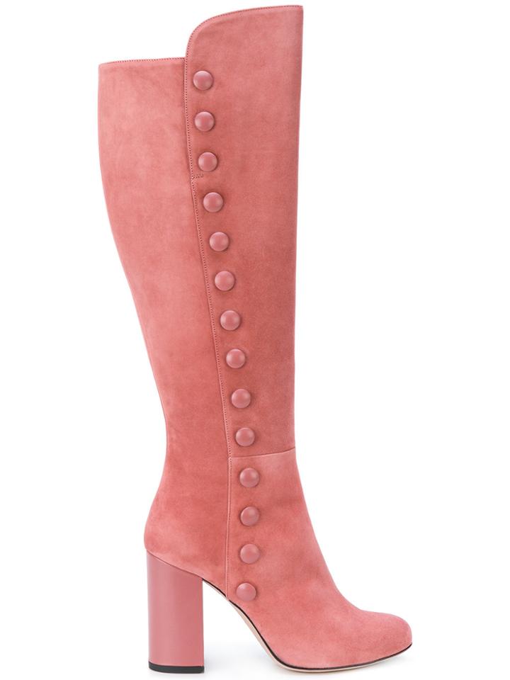 Francesca Mambrini Decorative Lateral Button Boots - Pink & Purple