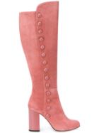 Francesca Mambrini Decorative Lateral Button Boots - Pink & Purple