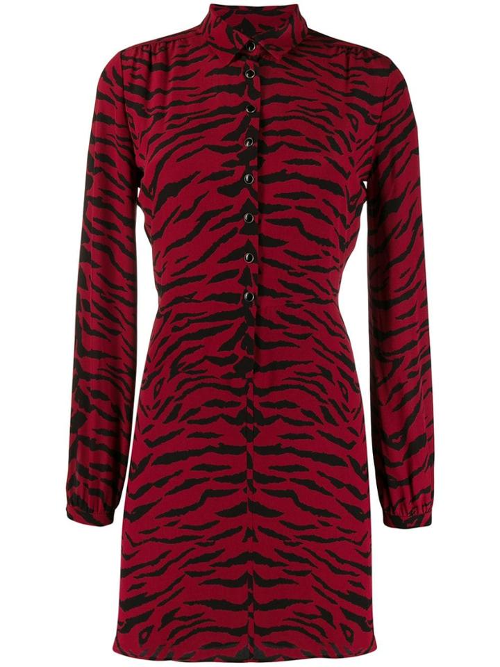 Saint Laurent Zebra Print Shirt Dress - Red