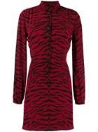 Saint Laurent Zebra Print Shirt Dress - Red