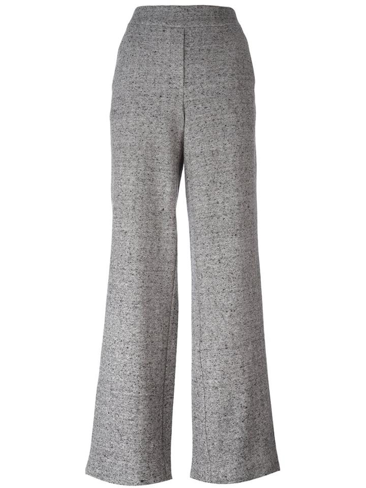 Theory Melange Wide Leg High Waisted Trousers, Women's, Size: Xs, Grey, Cotton/silk/polyamide/polyurethane