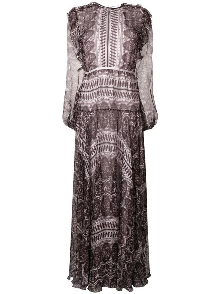Giambattista Valli Ruffle Trim Maxi Dress - Pink & Purple